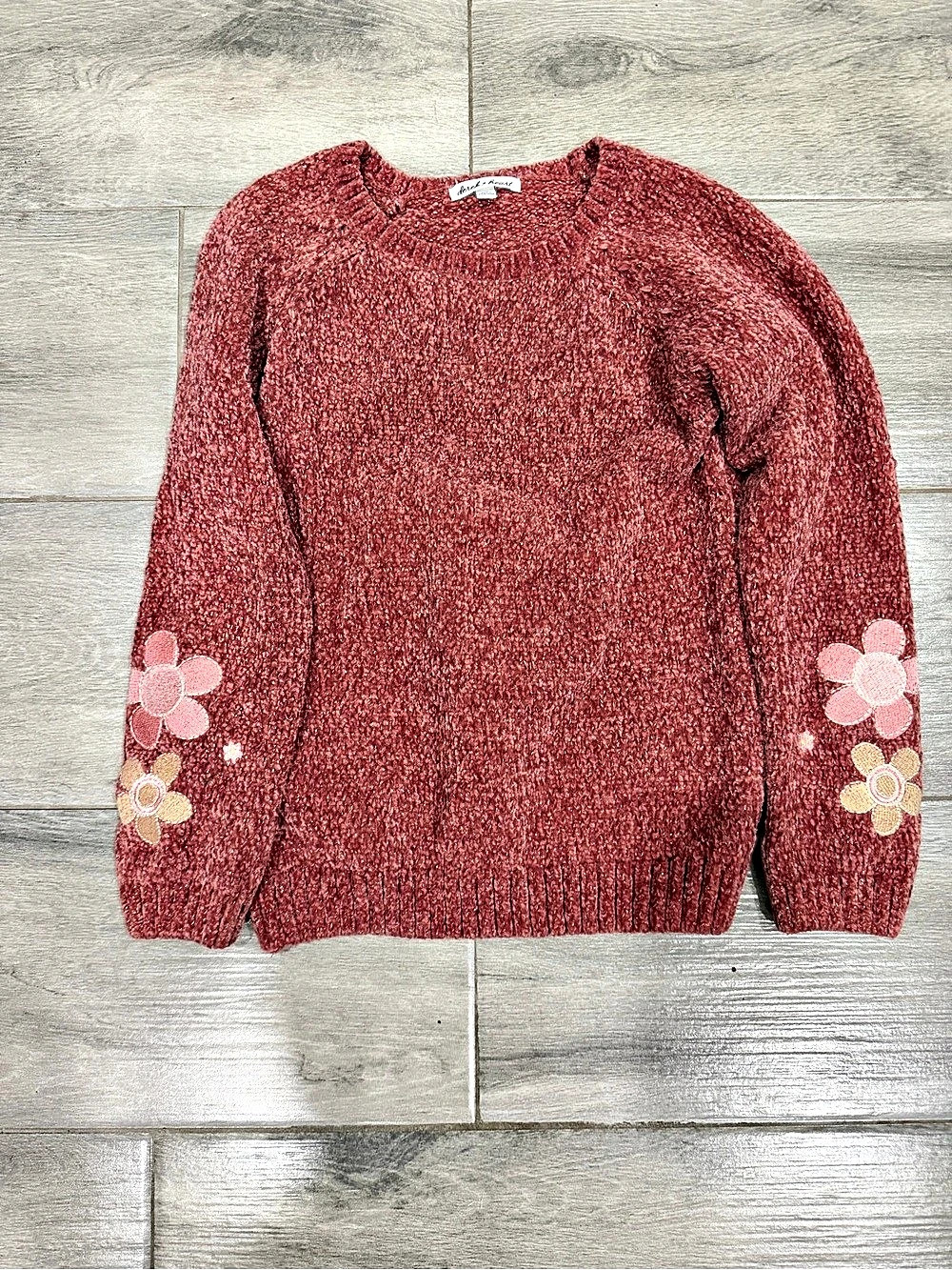derek heart Floral Sweater in Red Girls 12 Like New